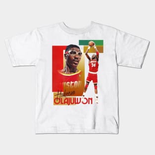 Retro Hakeem Olajuwon Basketball Card Kids T-Shirt